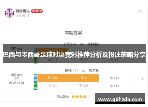 巴西与墨西哥足球对决竞彩推荐分析及投注策略分享